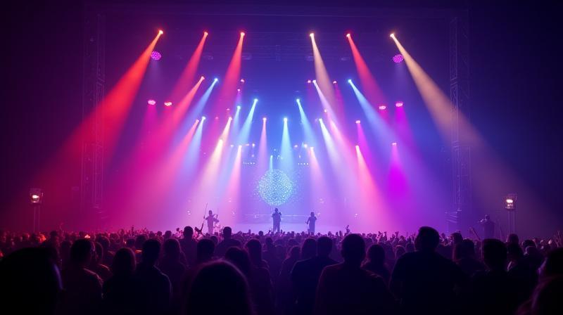 Dynamic live show with stage lighting and audience in Dubai
